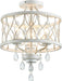 Farmhouse Crystal Ceiling Light Fixture, 3-Light Semi Flush Mount Crystal Chandelier Light Fixture Rustic Vintage White Pendant Ceiling Lamp for Hallway Corridor Kitchen Entryway Bedroom Living Room