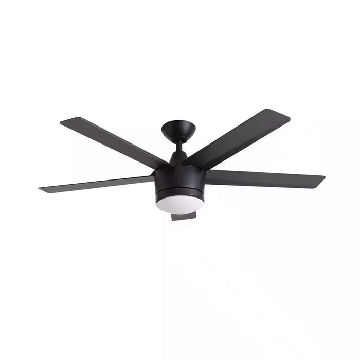 Merwry 52 In. Integrated LED Indoor Matte Black Ceiling Fan with Light Kit and Remote Control