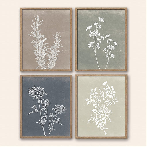 Framed Boho Wall Art Set of 4 for Wooded Minimalist Botanical Print Wall Art for Rustic Vintage Farmhouse Home Kitchen Wall Decor (Brown, 11X14)