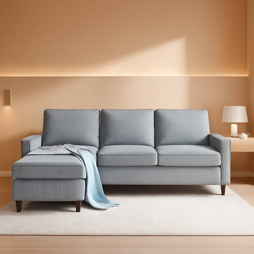 Contemporary Gray Sectional Sofa With Storage Ottoman