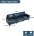 Mid Century Modern FauxLeather Sofa 91Inch NavyBlue
