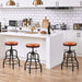Industrial Bar Stools Vintage Counter Height Bar Stool with round Faux Leather Seat Metal Stool Adjustable Kitchen Stool 21.5-28 Inch Tall Light Brown, 1PCS