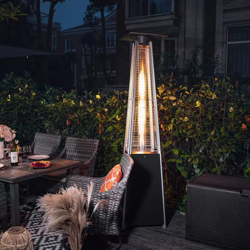 48,000 BTU Black Heat-Focusing Propane Gas Patio Heater with Wheels