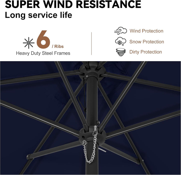 9FT Outdoor Patio Umbrella - Table Umbrella Waterproof UV Protection, Sombrillas De Patio with Push Button Tilt, Sun Umbrella for Pool, Porch, Garden, Deck, Backyard (Navy Blue)