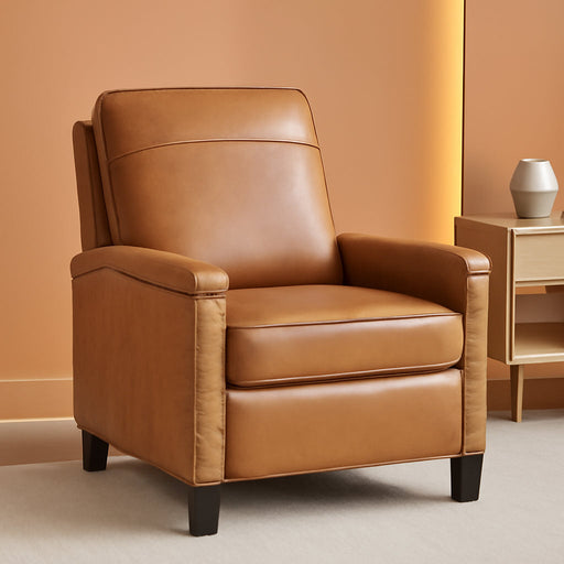 Genuine Leather Pushback Recliner Chair for Living Room, Brown