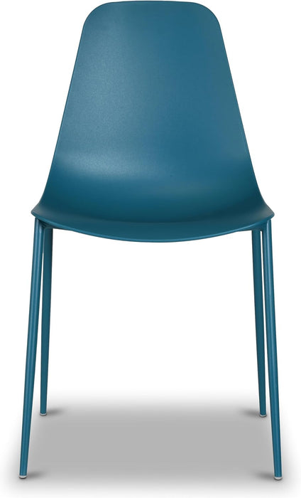 Isla Modern Kitchen Chairs Set of 4 - Plastic Dining Chair with Metal Legs - Quick Assembly Simple Cafe Chairs Plastic for Indoor or Outdoor - Ocean Teal