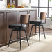26" Swivel Bar Stools Set of 2, Upholstered PU Leather Barstools with Wood Backs and Metal Legs, Counter Height Barstool for Kitchen Island & Outdoor Bar Stools, Black