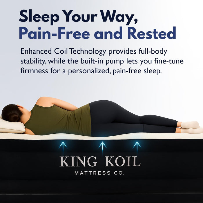 Luxury Full Size Plush Pillow Top Air Mattress with Built-In High-Speed Pump for Home, Camping & Guests 20" Inflatable Double High Blow up Airbed, Durable, Waterproof