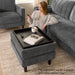 Storage Ottoman with Tray, Living Room Furniture, Max Collection, Iron Gray Chenille Fabric