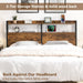 Headboard Queen Size with Storage, 2-Tier Headboard with Shelf, LED Light & Charging Station & USB Port, Sturdy and Easy Assembly, Rustic Brown (Queen)