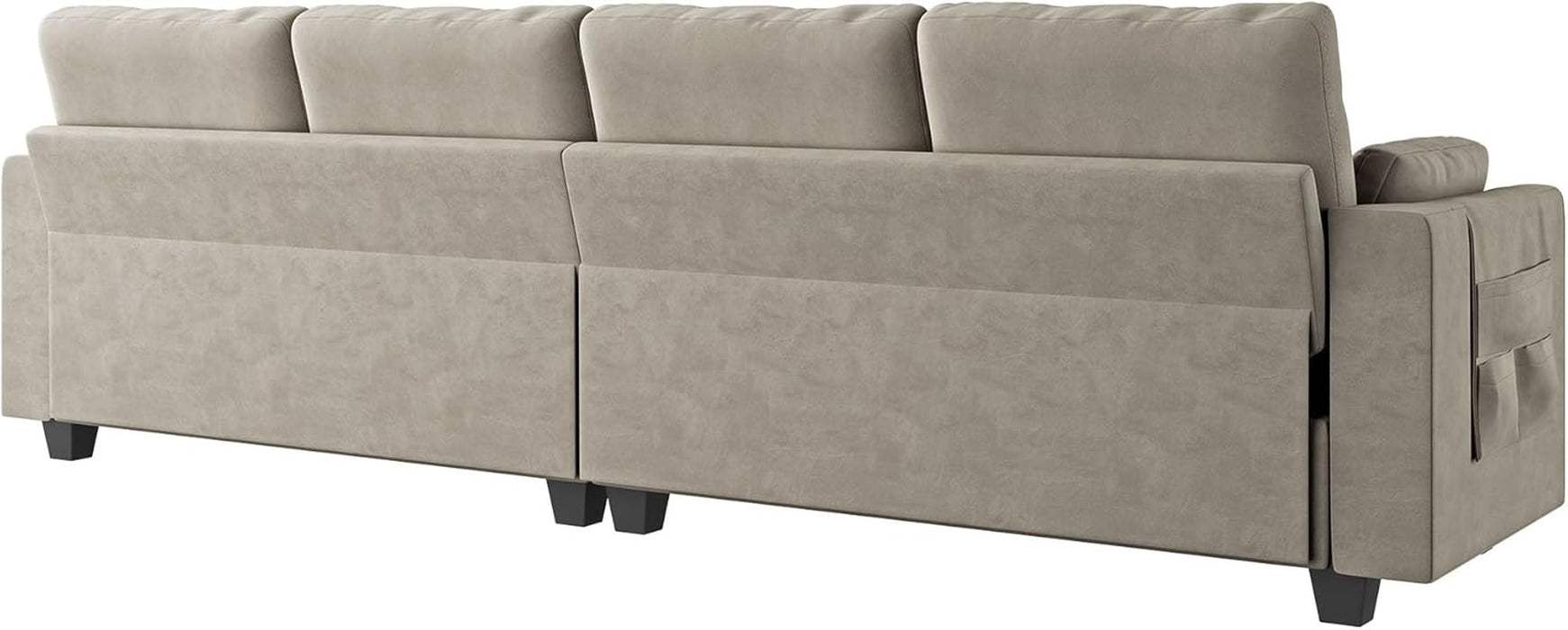 Velvet Convertible Sectional Sofa L Shaped Couch with Storage Ottoman Reversible Sectional Couch Sofa for Small Space,Light Grey