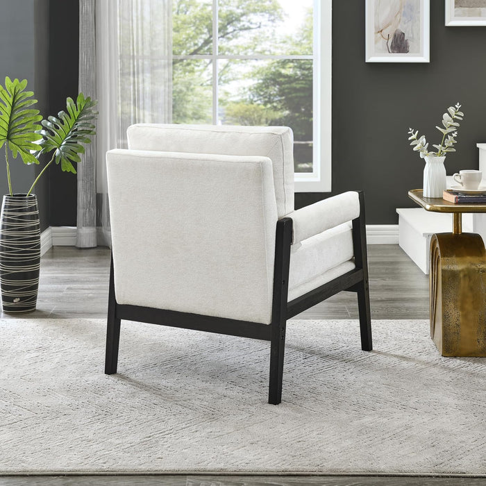 Kelly Mid-Century Modern Chenille Upholstered Accent Armchair, White