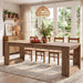 86.6-Inch Solid Wood Dining Table with Double Pedestal for Dining Room (Retro Brown)