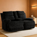 Signature Design by Ashley Higgesbee Contemporary Reclining Loveseat with Console, USB Charging Port, Storage and 2 Cup Holders, Black