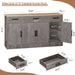 53.4" Buffet Cabinet, Kitchen Storage Sideboard, Gray
