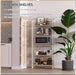 No Assembly 5 Tiers Folding Bookshelf, 59.4" H Foldable Storage Shelves Vintage Bookcase Standing Racks Study Organizer Home Office - Natural White