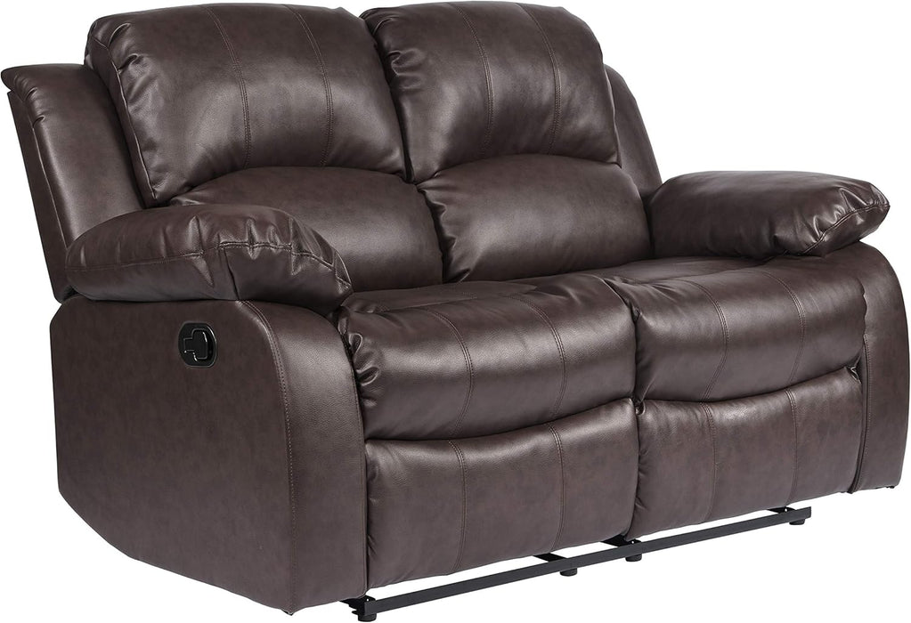 Manual Recliner Loveseat - Brown Faux Leather