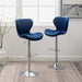 Ellston Velvet Adjustable Swivel Barstools in Blue, Set of 2