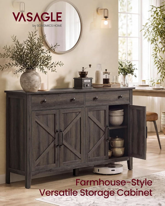 Farmhouse Buffet Cabinet, Coffee Bar with 2 Drawers