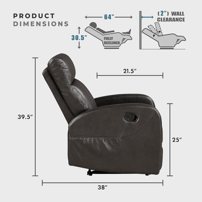 Manual Reclining Loveseat, Faux Leather Loveseat Recliner, Wall Hugger, Track Arms, Magazine Pockets, Manual Dual Recliners for Living Room/Office/Apartment, Easy Assembly, Espresso