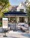 15Ft Patio Umbrella with Base Include, Large Outdoor Double-Sided Rectangle Umbrella with Easy Crank Handle for Poolside, Garden & Deck - Navy Blue