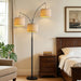 Dimmable Ultra-Tall Arc Floor Lamp Beige-Tone Shade