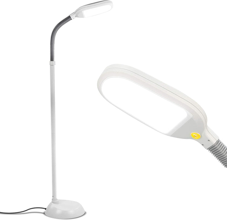 Litespan - Bright LED Floor Reading Lamp for over Chair Crafts and Reading, Estheticians' Light for Lash Extensions, Adjustable Standing Lamp for Living Room, Bedroom, Office - White
