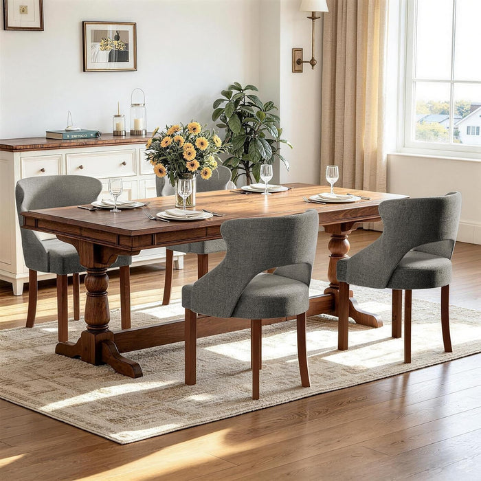 Wooden Dining Chairs Set of 4,Modern Fabric Upholstered Dining Room Chair Kitchen Side Chairs with Solid Wood Legs,Mid Century Farmhouse Dinner Chairs for Kitchen Dining Room,Charcoal
