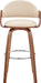 Daxton Mid Century Modern Swivel Bar Stool for Kitchen Island Counter in Cream Faux Leather and Walnut Wood, 30" Seat Height