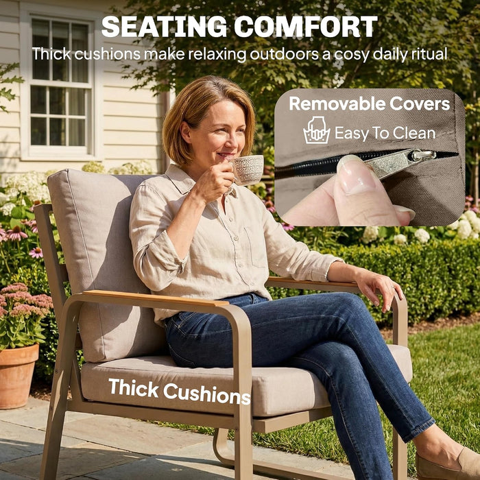4 Piece Patio Furniture Set Outdoor Conversation Set Brown