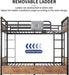 Metal LED Bunk Bed Twin over Twin with 2 Storage Drawers, USB Charging Station, Industrial Bunkbeds Heavy Duty Bed with Safety Guardrail and Ladder, No Box Spring Needed, Vintage Brown