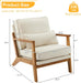 Beige Linen Mid Century Upholstered Armchair Lumbar