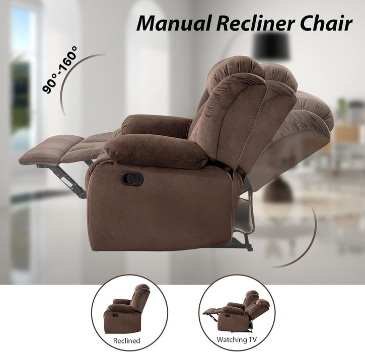 Manual Reclining Sofa Set, Classic Recliner Sofa with Overstuffed Arms and Backrest, Include 1 Recliner Chair and 1 3-Seat Reclining Sofa (Recliner+Sofa)