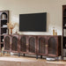 92.63" W Modern Arched Sideboard Buffet Cabinet with Storage, Brown | Fluted Arch Sideboard Cabinet W/Adjustable Shelves, Wooden Modular Kitchen Cabinet for Dining& Living Room, Entryway