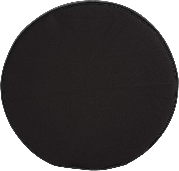 Howard Elliott No Tip Cylinder Patio Ottoman with Cover, Leather Side Table, Footstool & Seating Circular Ottoman Footrest for Living Room, Office and Bedroom, 18 X 18 Inch, Sterling Breeze