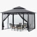 Gazebos for Patios 10X12 - Outdoor Steel Frame Gazebo with Mosquito Netting for Lawn Backyard Garden Deck (Dark Gray)