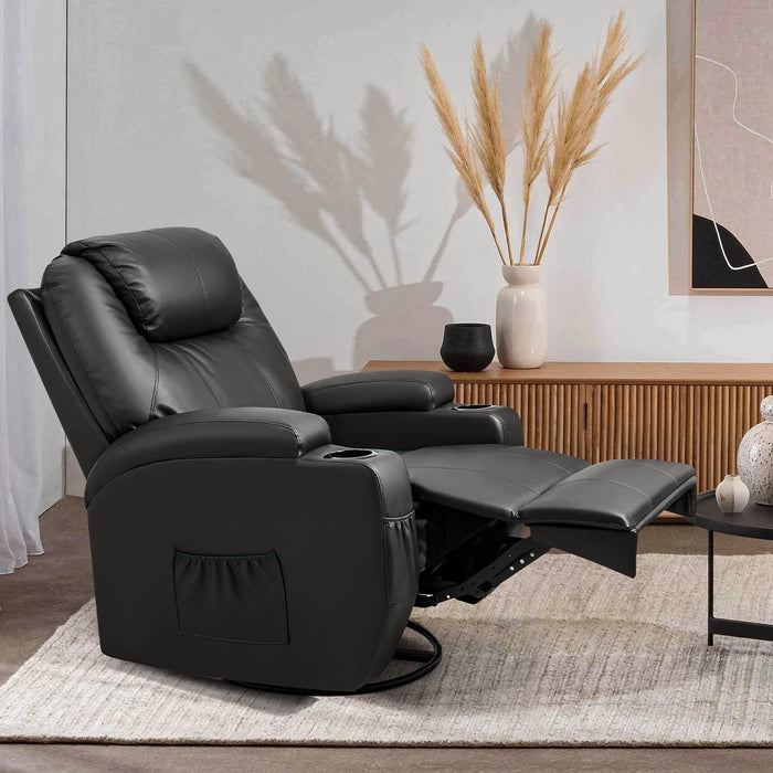 Leather Rocking Recliner with Massage and Heat