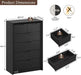 Black 6 Drawer Dresser for Bedroom, 47.4" Tall Chest of Drawers
