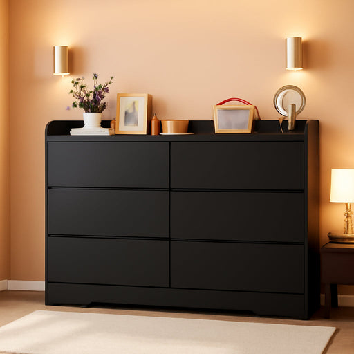 Black Dresser, 6 Drawer Dresser for Bedroom, Dresser for Closet