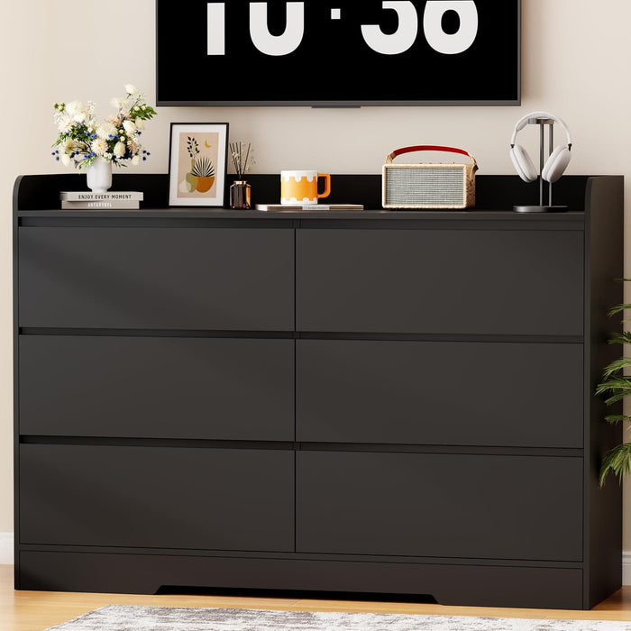 Black Dresser, 6 Drawer Dresser for Bedroom, Dresser for Closet