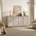 61.7" 4-Door Buffet Sideboard Cabinet Living Room, Grey White Oak