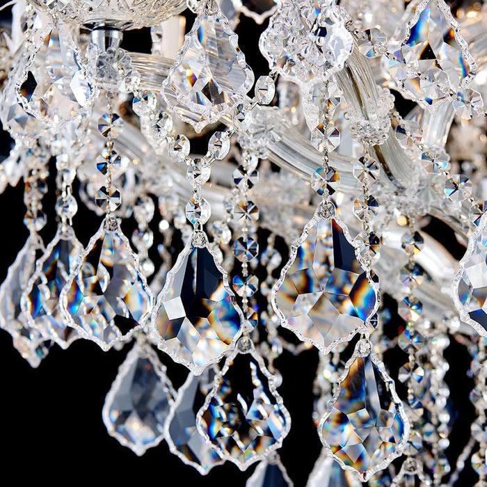 Large Silver Modern Crystal Chandelier Light Fixtures - 24 Lights, Maria Theresa Crystal Pendant Light Foyer Chandelier Fixtures for Staircase Hallway Living Room Entryway