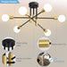 Modern Chandelier Ceiling Light Fixture, 6-Light Sputnik Dining Chandeliers 31.18" Gold and Black Chandelier over Table, Mid Century Lights Fixture for Dining Room Living Room Kitchen Island