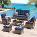 Patio Furniture Set 2 High-Back Swivel Chairs Conversation Set