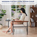 Beige Upholstered Decorative Chair With Metal Frame