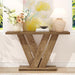 51 Inch Console Table, Modern V-Shaped Entryway Table, Wood Sofa Table behind the Couch for Living Room, Hallway, Entrance, Foyer, Easy Assembly, Brown