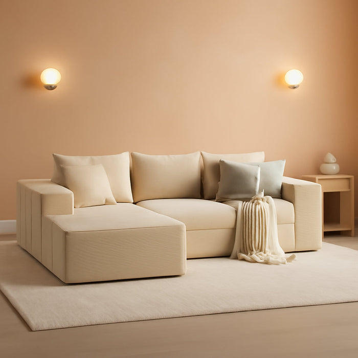 Beige 108 Inches Left Facing ChaiseLounge SectionalSofa