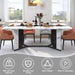 71In Large Rectangular White Dining Table for 4 5 6 7 People W/35In Marble-Color Wood Watrproof Tabletop,Adjustable Leg.6Ft Luxurious Family Dinner Table for Home Kitchen Living Room