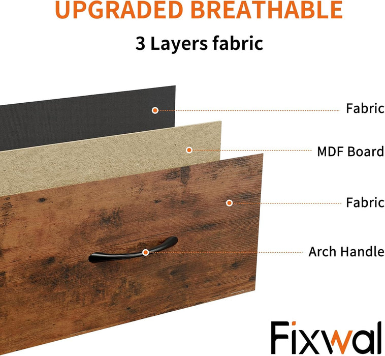 Tall Dresser With 7 Fabric Drawers WoodgrainFinish