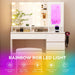 Vanity Desk with LED Lights Mirror, 35.43" Modern Makeup Table with 6 Storage Drawers & Stool for Ladies and Girls, RGB Light Makeup Desk with Power Outlet for Bedroom Dressing Room, White